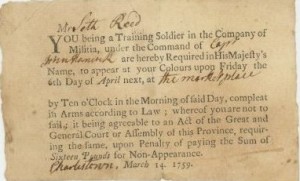 A militia call-up for Seth Reed, 1759. 